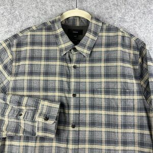 Vince Flannel Shirt Mens XL Gray Cotton Casual Workwear Preppy Grunge Pockets